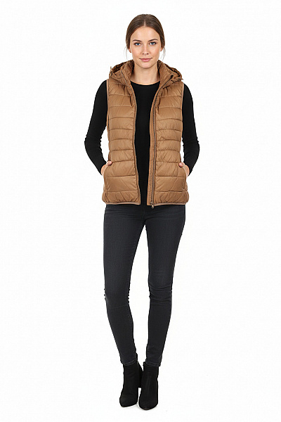 ONLY Kratká Dámská Vesta Hnědá Second Hand Vel. L