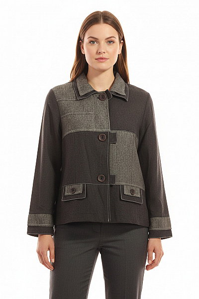 Dámský Blejzr Krátký šedý Vzorovaný Polyesterové Vel. 46