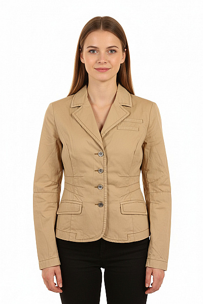 S.OLIVER Bavlněný Béžový Vypasovaný Blejzr Na Běžné Nošení Jarní Vel. 38