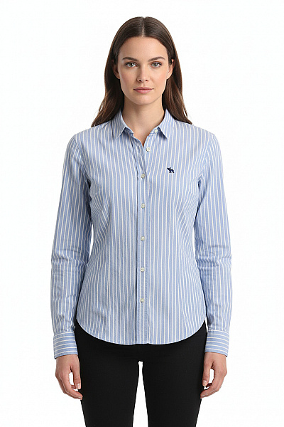 Abercrombie&Fitch Dámská Bavlněná Modrá Pruhovaná Košile Vypasovaná Ležérní Vel. M