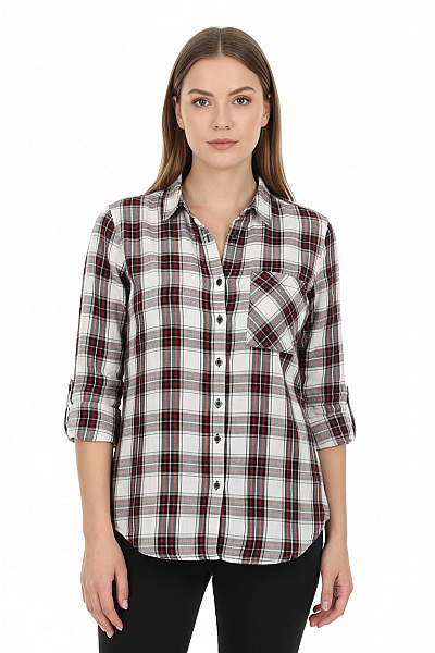 ZARA Dámská Kostkovaná Košile S Dlouhým Rukávem A Náprsní Kapsou Velikost M