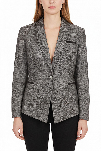 NOA NOA Teplé šedé Vzorované Sako S Jedním Knoflíkem Ležérní Do Pasu Velikost 42