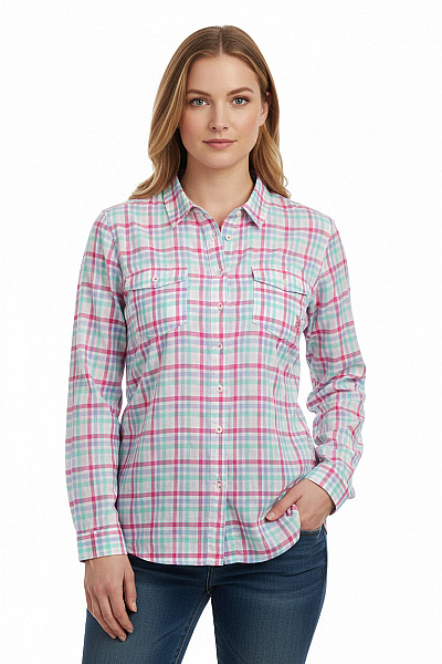 S.OLIVER Dámská Kostkovaná Košile S Dlouhým Rukávem A Náprsními Kapsami Velikost 42