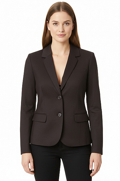OPUS Dámské Společenské Sako Tmavě Hnědé Vzorované Elegantní Vypasované Jednořadé S Jedním Knoflíkem Velikost M