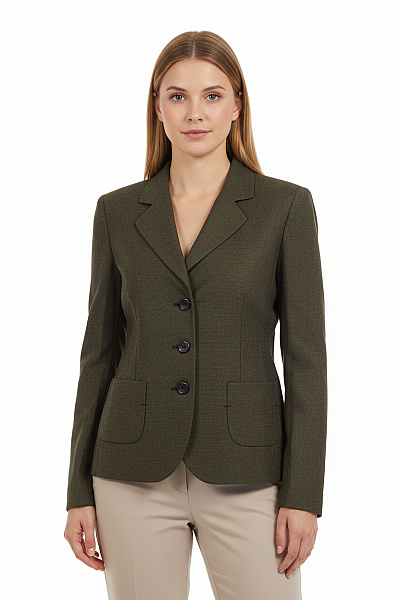 Biba Dámský Polyesterový Tmavě Zelený Vypasovaný Blejzr Business Podzimní Elegantní Vel. 38