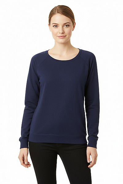 Dámské Bavlněné Modré Tričko S Dlouhým Rukávem Basic Raglánový Výstřih Velikost S