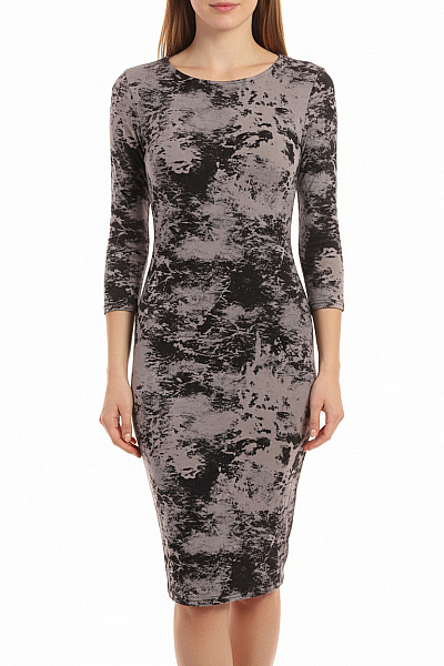 River Island Dámské Pouzdrové šaty S Dlouhým Rukávem šedé černé Batikované Upnuté Trendy Vel. 34