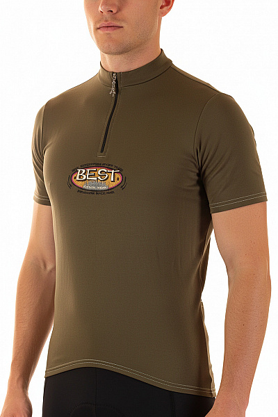 Pánské Khaki Sportovní Tričko Se Zipem A Výšivkou Vel. M