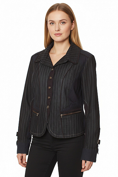Biba Dámské Vypasované Sako Pruhované Ležérní Na Běžné Nošení Podzimní Moderní Velikost 42