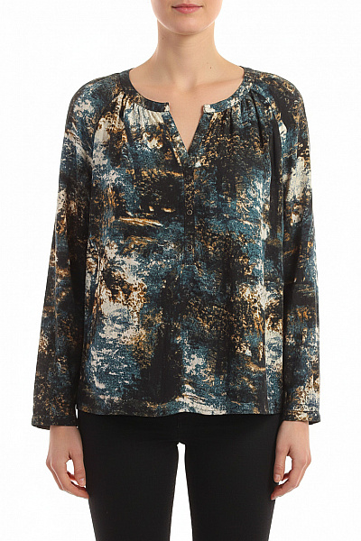 S.OLIVER Dámská Polyesterová Halenka S Dlouhým Rukávem Volná Vzorovaná S Výstřihem Do V Velikost 42