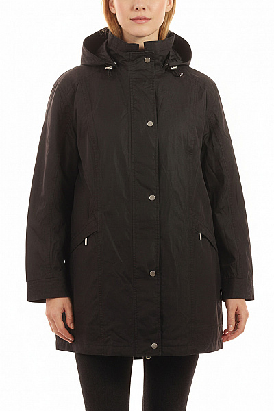 Ulla Popken Dámská Polyesterová Přechodová Bunda S Kapucí černá Lehká Outdoorová Velikost 50/52