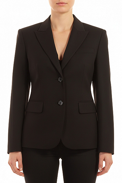 BENETTON Polyesterové černé Vypasované Společenské Sako Elegantní Jednořadé Velikost 42