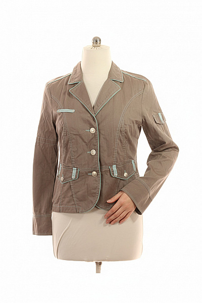 Biba Bavlněné Hnědé Sako Vojenské Ležérní Vypasované Jarní Podzimní Vel. 44