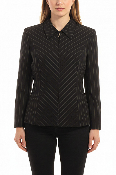 Mulberry Černý Vypasovaný Blejzr Pruhovaný Na Zip Elegantní Business Velikost 44