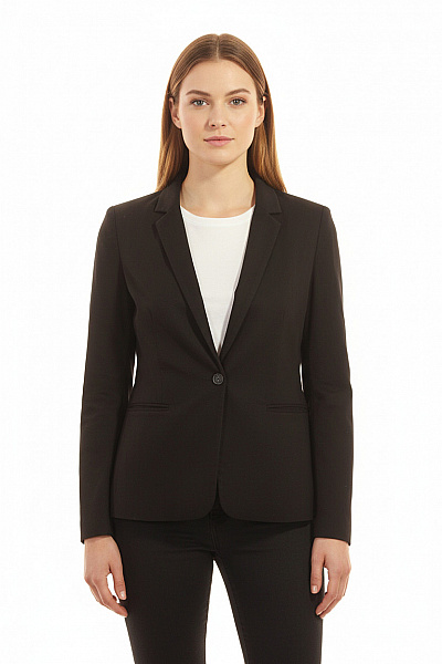 CAPSULE Dámský Polyesterový černý Blejzr Vypasovaný Jednořadé S Jedním Knoflíkem Business Ležérní Velikost 46