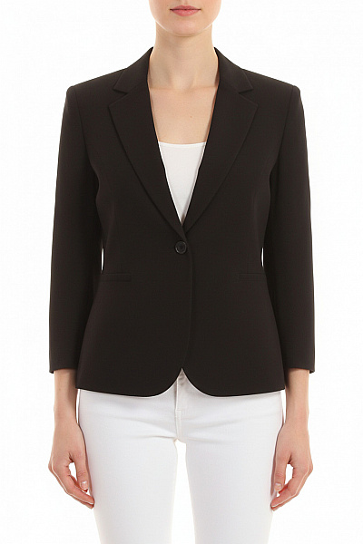 Marks & Spencer Černé Polyesterové Společenské Elegantní Sako Business Vypasované Jednořadé Vel. 26