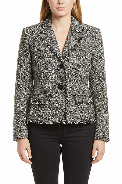 Teplé Dámské Sako Černobílé Second Hand Vel. 44