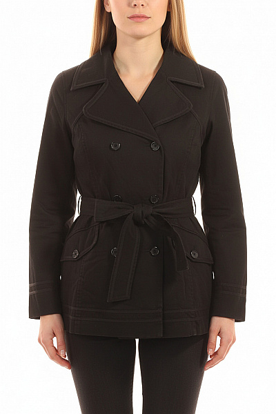 SOAKED Dámské Bavlněné černé Krátké Vypasované Dvouřadé S Páskem Sako Na Běžné Nošení Vel. L