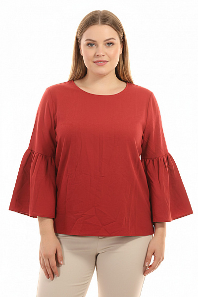 WHO WHAT WEAR Červená Halenka Elegantní Volná Se Zvonovými Rukávy Společenská Velikost Xxl