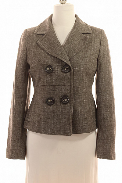 Next Krátký Vlněný Dvouřadý Kabát Vzorovaný Elegantní Vypasovaný Podzimní Velikost 12