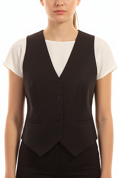 Massimo Dutti Dámská černá Elegantní Krátká Vesta Bez Rukávů Obleková Vel. S