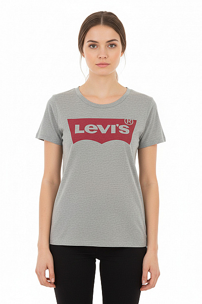 LEVIS Dámské šedé Tričko S Krátkým Rukávem A Potiskem Velikost S