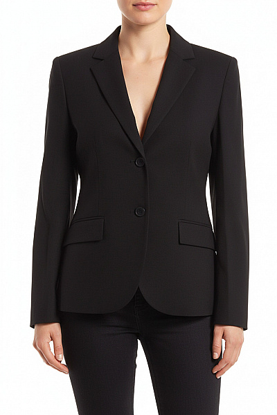 S.OLIVER Černé Polyesterové Vypasované Sako Business Elegantní Jednořadé Velikost 38