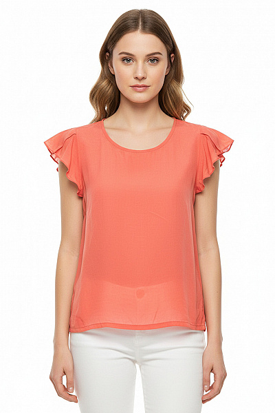 HALLHUBER Dámská Oranžová Halenka S Krátkým Rukávem Volná Velikost S