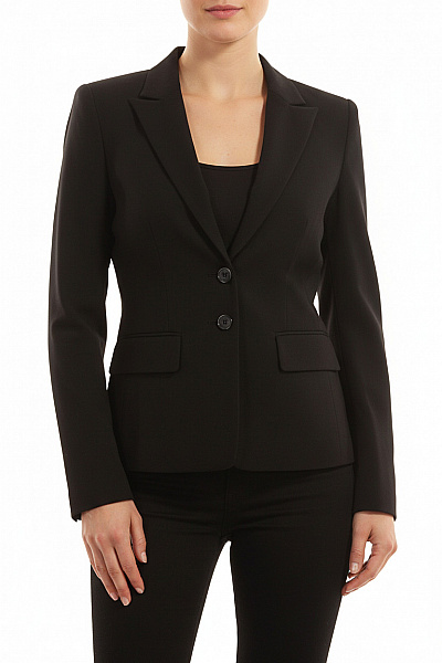 Laurel Černé Vypasované Společenské Sako Triacetátové Elegantní Business Jednořadé Velikost 38