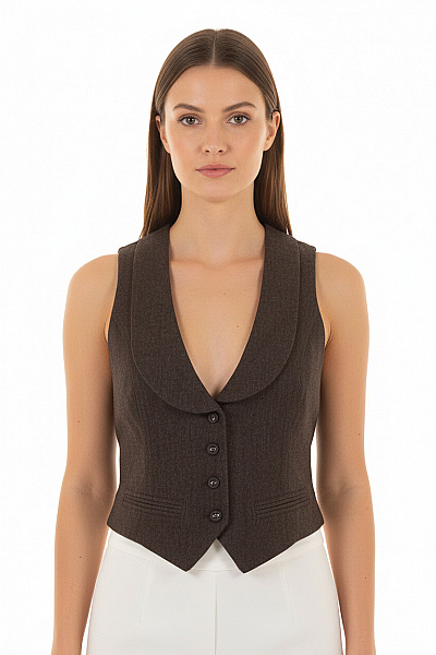 Kratká Dámská Vesta Šedá