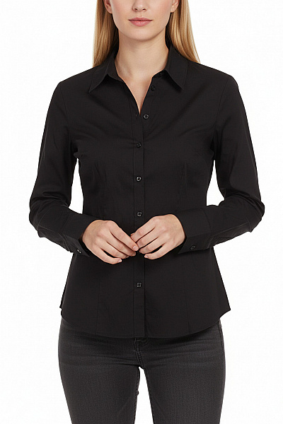 Mexx Dámská černá Košile S Dlouhým Rukávem Vypasovaná Elegantní Business Velikost 38