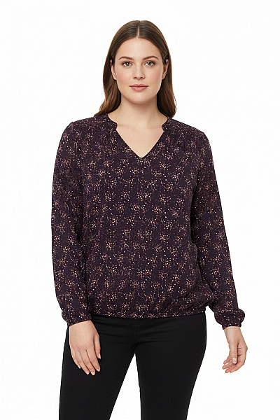Marc O´Polo Dámská Tmavá Vzorovaná Halenka S Dlouhým Rukávem A Výstřihem Do V Velikost M