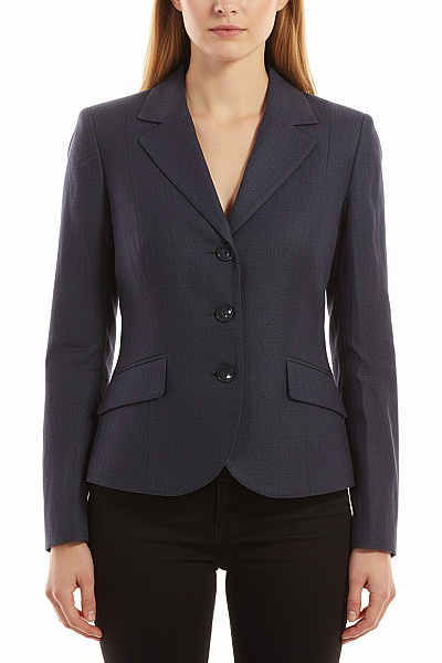 Per Una Dámský Tmavý Vypasovaný Blejzr Elegantní Jednořadé S Knoflíky Vel. 16