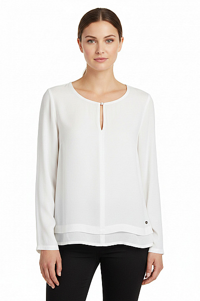 ZERO Bílá Halenka S Dlouhým Rukávem A Výstřihem Velikost 36