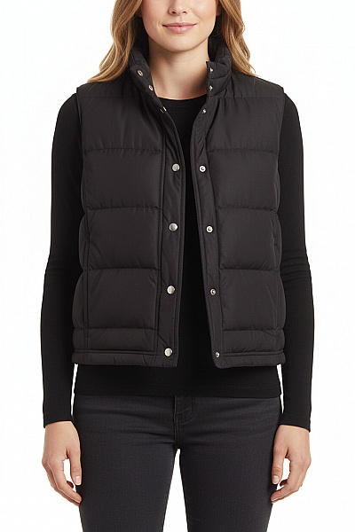 Marks & Spencer Dámská černá Prošívaná Teplá Zateplená Vesta Bez Rukávů Vel. 12