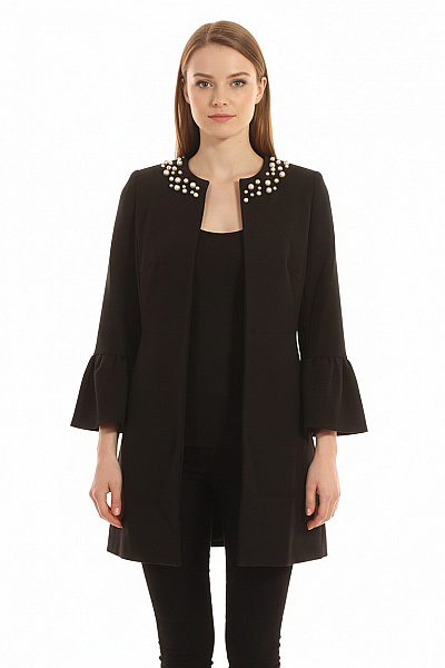 ZARA Krátký Dámský Kabát Černý Second Hand Vel. S