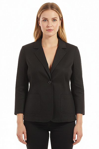 Tara M Dámský Lněný černý Blejzr Vypasovaný Na Běžné Nošení Velikost .44