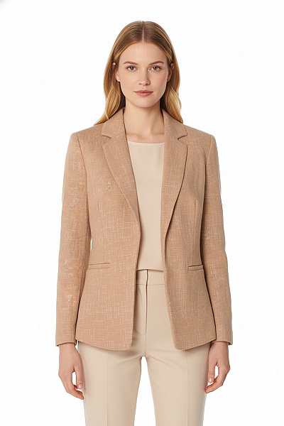Marks & Spencer Bavlněné Béžové Kostkované Sako Elegantní Jarní Podzimní Ležérní Business Vel. 40