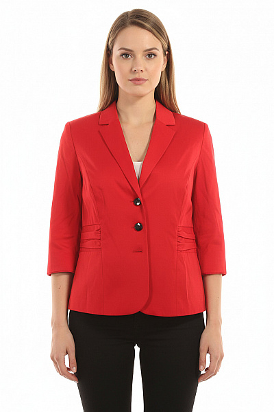 Mulberry Červený Dámský Blejzr Vypasované Elegantní S 3/4 Rukávem Business Vel. 48