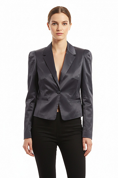 Pepe Jeans Černý Krátký Vypasovaný Blejzr Elegantní Lesklý Sako Vel. S