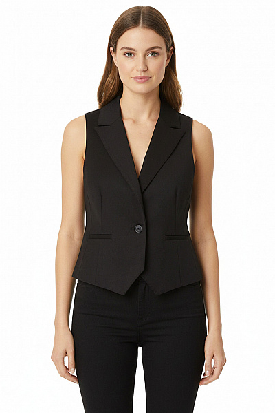 InWear Dámská černá Elegantní Krátká Obleková Vesta Se Zapínáním Vel. 42