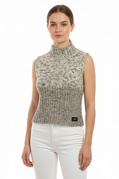 IKKS Dámská Krátká Pletená Vesta S Rolákem Melír Vel. S