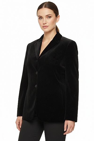 PUNTO Dámský černý Vzorovaný Krátký Elegantní Vypasovaný Společenský Velikost 42