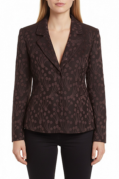 Wallis Polyesterové Vypasované Sako Hnědé Vzorované Elegantní Podzimní Vel. M