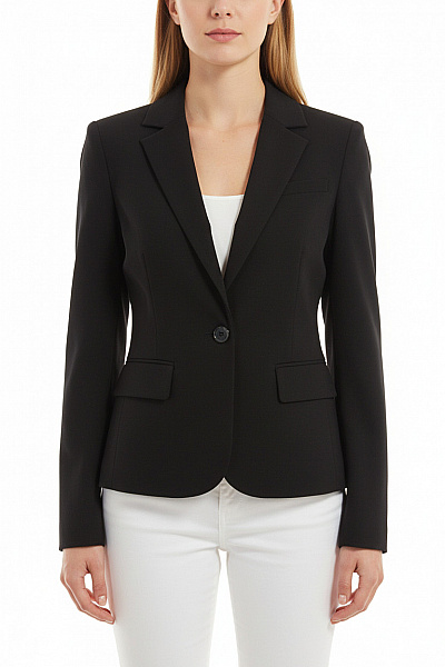 KOOKAI Černé Vypasované Sako Elegantní Business Dvouřadé Do Pasu Velikost 40