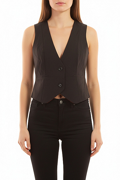 ATMOSPHERE Dámská Polyesterová Krátká Vesta Elegantní černá Bez Rukávů Se Zapínáním Velikost 42
