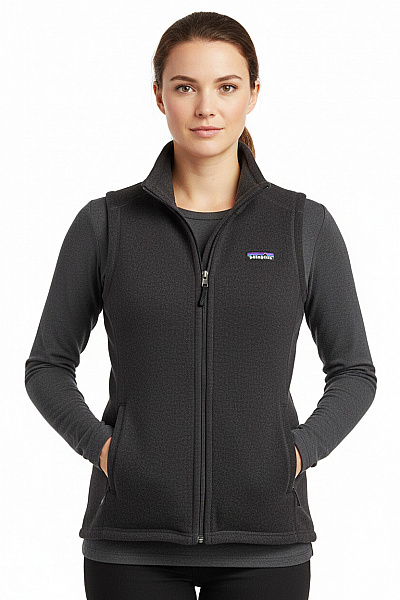 Patagonia Dámská Tmavá Fleecová Vesta Zip Outdoorová Sportovní Velikost M