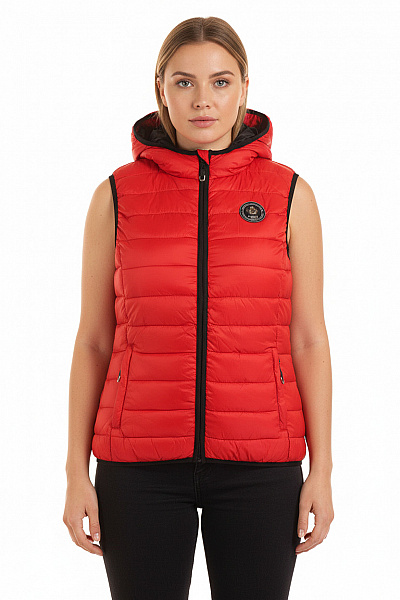 Teplá Dámská Vesta Červená Second Hand Vel. XL