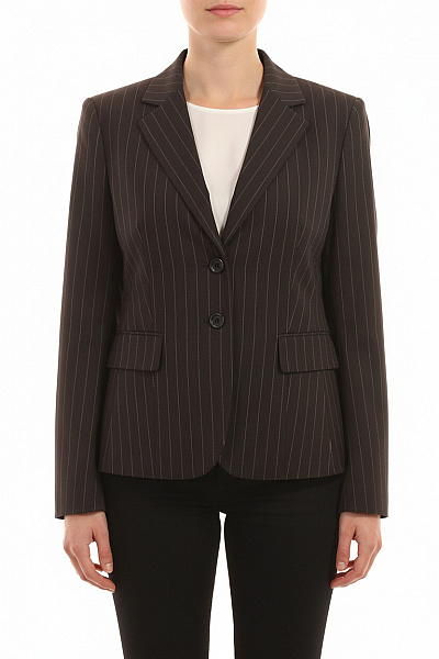BETTY BARCLAY Dámské Polyesterové Business Blejzr Hnědé Pruhované Vypasované Elegantní Velikost 42