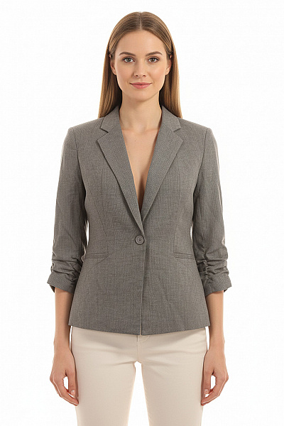 Orsay Polyesterové šedé Vypasované Svislé Pruhy S 3/4 Rukávem Jednořadé Business S Jedním Knoflíkem Vel. 38